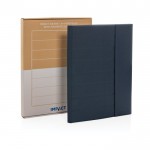 Portafolios con libreta grande y cierre color azul marino vista con en caja