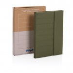 Portafolios con libreta y cierre magnético color verde militar vista con en caja