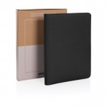 Sofisticado portafolios con cremallera color negro vista con en caja