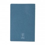 Libreta de tapa blanda con certificación FSC color azul tercera vista