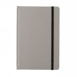 Cuaderno de materiales reciclados con elástico color gris cuarta vista