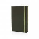 Cuaderno de materiales reciclados con elástico color verde oscuro