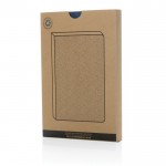 Cuaderno de fieltro de materiales reciclados A5 hojas a rayas color azul vista con caja