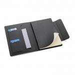 Portafolio magnético ecológico con tapa dura A5 hojas a rayas color negro cuarta vista