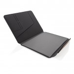 Portafolio de tapa dura de nogal con papel 70 g/m2 A4 hojas a rayas color negro tercera vista
