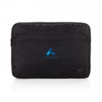Funda de RPET con forro y bolsillo frontal Swiss Peak PC 15,6” color negro vista con logo