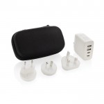 Cargador de viaje multiregional con bolsa de viaje incorporada color blanco