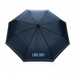 Paraguas plegable reflectante color azul marino vista con logo