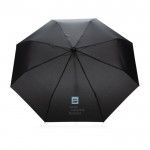 Paraguas plegable de plástico reciclado color negro vista con logo