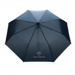 Paraguas pequeño antiviento color azul marino vista con logo