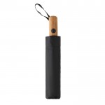 Miniparaguas de RPET automático con mango de madera Ø97 color negro tercera vista
