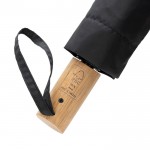Miniparaguas de RPET automático con mango de madera Ø97 color negro quinta vista