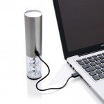 Abridor de vino eléctrico de acero inox que se recarga por USB color gris sexta vista