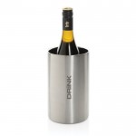 Cubitera de acero inoxidable reciclado para botellas de vino color plateado vista con logo