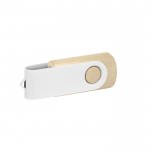 USB de madera clara con clip blanco