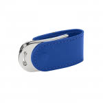 Moderno llavero usb de piel con logo color azul