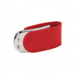 Moderno llavero usb de piel con logo color rojo