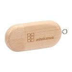 Usb de madera publicitario forma ovalada 3.0 con logo