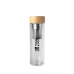 Botella de vidrio de borosilicato con infusor y tapa de bambú 400ml vista principal