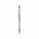 Bolígrafo de aluminio reciclado con pulsador de bambú tinta azul vista principal