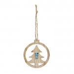 Adorno de madera con árbol vista principal