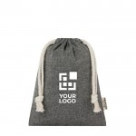 Bolsa pequeña de algodón reciclado GRS con cierre de cordón 150 g/m² vista principal