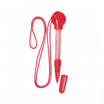 pompero promocional con cuerda y bolígrafo rojo