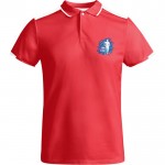 Polo de poliéster de manga corta para hombre bicolor 140 g/m2 Roly color rojo vista impresión serigrafía