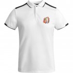 Polo de poliéster de manga corta para hombre bicolor 140 g/m2 Roly color blanco vista impresión serigrafía