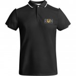 Polo de poliéster de manga corta para hombre bicolor 140 g/m2 Roly color negro vista impresión serigrafía