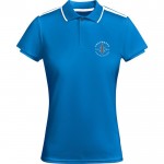 Polo de poliéster de manga corta para mujer bicolor 140 g/m2 Roly color azul real vista impresión serigrafía