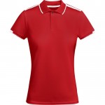 Polo de poliéster de manga corta para mujer bicolor 140 g/m2 Roly color rojo