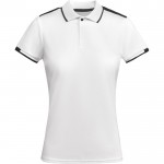 Polo de poliéster de manga corta para mujer bicolor 140 g/m2 Roly color blanco