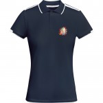 Polo de poliéster de manga corta para mujer bicolor 140 g/m2 Roly color azul marino vista impresión serigrafía