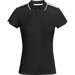 Polo de poliéster de manga corta para mujer bicolor 140 g/m2 Roly color negro