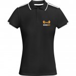 Polo de poliéster de manga corta para mujer bicolor 140 g/m2 Roly color negro vista impresión serigrafía