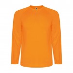 Camiseta deportiva manga larga de poliéster de hombre 150 g/m2 Roly color naranja fluorescente