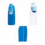 Conjunto deportivo de poliéster unisex con 2 camisetas 140 g/m2 Roly color blanco/azul segunda vista lateral