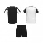 Conjunto deportivo de poliéster unisex con 2 camisetas 140 g/m2 Roly color blanco/negro segunda vista trasera