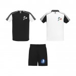 Conjunto deportivo de poliéster unisex con 2 camisetas 140 g/m2 Roly color blanco/negro vista impresión serigrafía