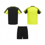 Conjunto deportivo de poliéster unisex con 2 camisetas 140 g/m2 Roly color amarillo fluorescente segunda vista trasera