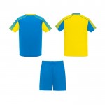Conjunto deportivo de poliéster unisex con 2 camisetas 140 g/m2 Roly color amarillo segunda vista trasera