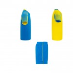 Conjunto deportivo de poliéster unisex con 2 camisetas 140 g/m2 Roly color amarillo segunda vista lateral