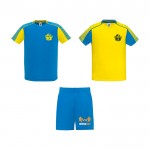 Conjunto deportivo de poliéster unisex con 2 camisetas 140 g/m2 Roly color amarillo vista impresión serigrafía
