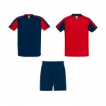 Conjunto deportivo de poliéster unisex con 2 camisetas 140 g/m2 Roly color rojo