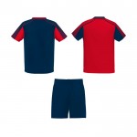 Conjunto deportivo de poliéster unisex con 2 camisetas 140 g/m2 Roly color rojo segunda vista trasera