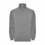 Sudadera de algodón y poliéster con media cremallera 280 g/m2 Roly color gris claro jaspeado