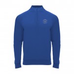 Jersey deportivo con media cremallera de poliéster 200 g/m2 Roly color azul real vista impresión serigrafía