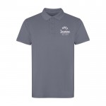 Polo unisex de manga corta con acabado lavado 200 g/m2 Roly Cobain color gris oscuro vista impresión serigrafía