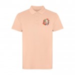Polo unisex de manga corta con acabado lavado 200 g/m2 Roly Cobain color coral vista impresión serigrafía
